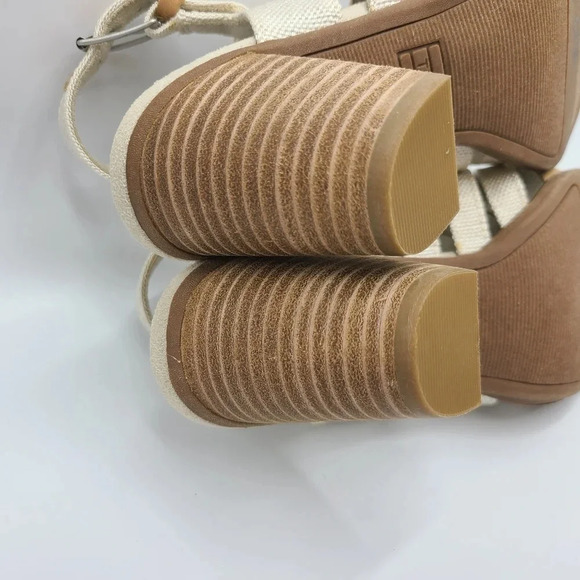 Toms Majorca NWOT Woven Suede Canvas Heels Sandals Honey Suede Yarn Dye 6.5 - Picture 11 of 14